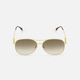 FENDI Aviator Gold Sunglasses with brown gradient lenses are displayed on a plain white background.
