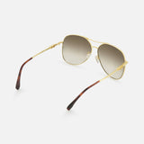 FENDI Aviator Gold Sunglasses with gradient lenses and brown-tipped arms, showcased on a white background.