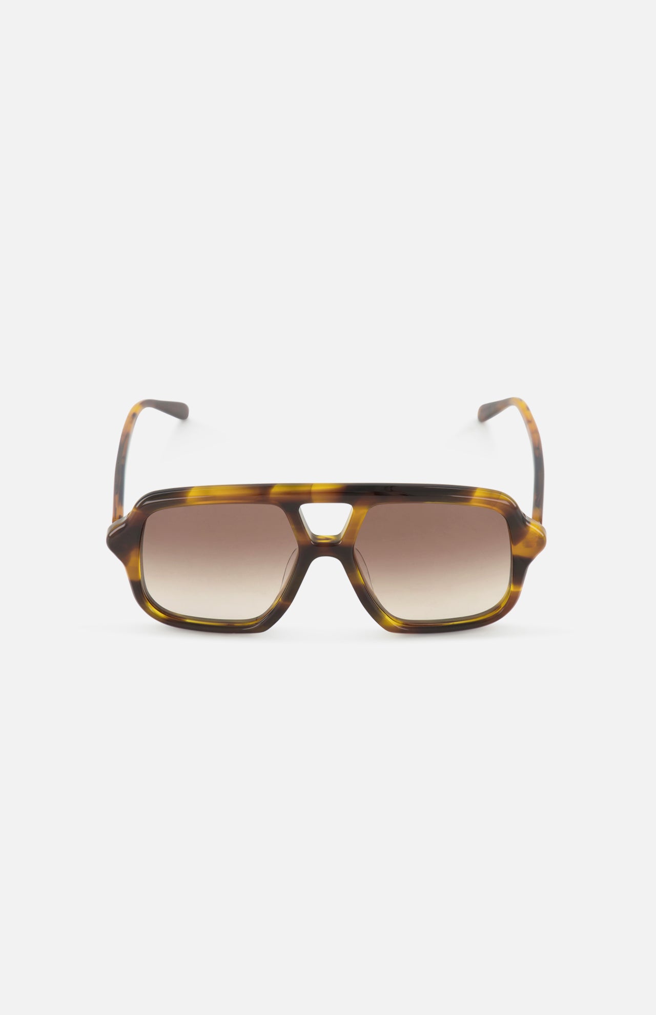 The LOEWE Rectangle Brown Tortoiseshell Sunglasses showcase thick, angular rectangle frames and brown gradient lenses in a front view, set against a plain white background.