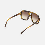 LOEWE Rectangle Brown Tortoiseshell Sunglasses feature brown gradient lenses and are shown from a rear side angle against a plain white background.