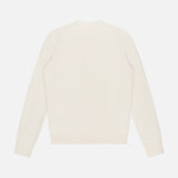 The THEORY Brushed Cashmere Cardigan, a cream-colored, long-sleeved sweater, is displayed flat with the back facing up against a white background.