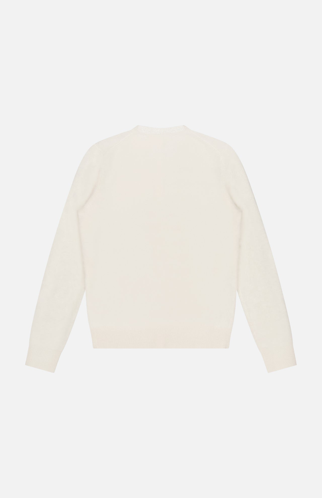 The THEORY Brushed Cashmere Cardigan, a cream-colored, long-sleeved sweater, is displayed flat with the back facing up against a white background.