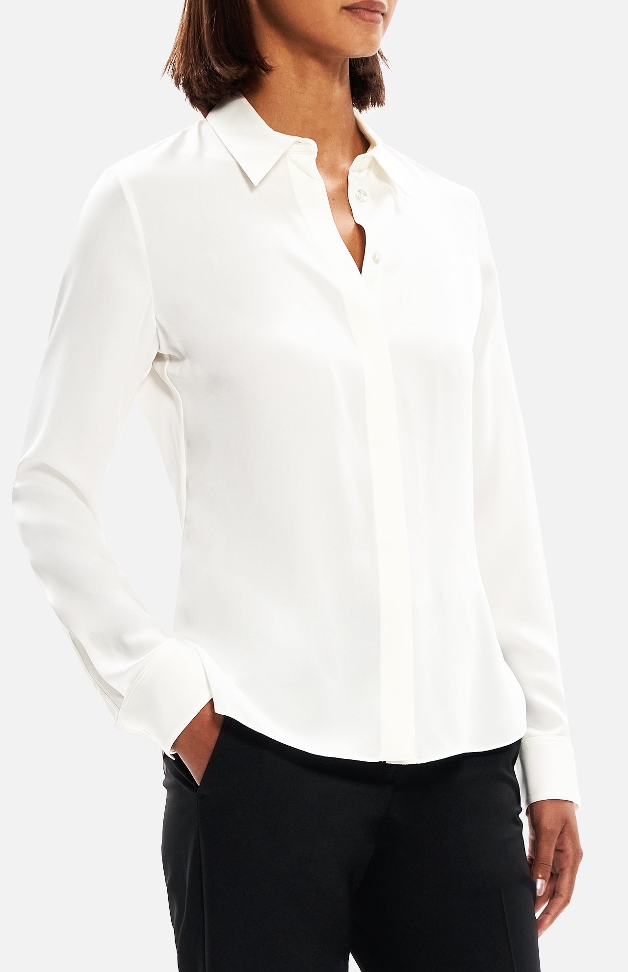 Classic Fitted Shirt in Silk Georgette (14693717442923)
