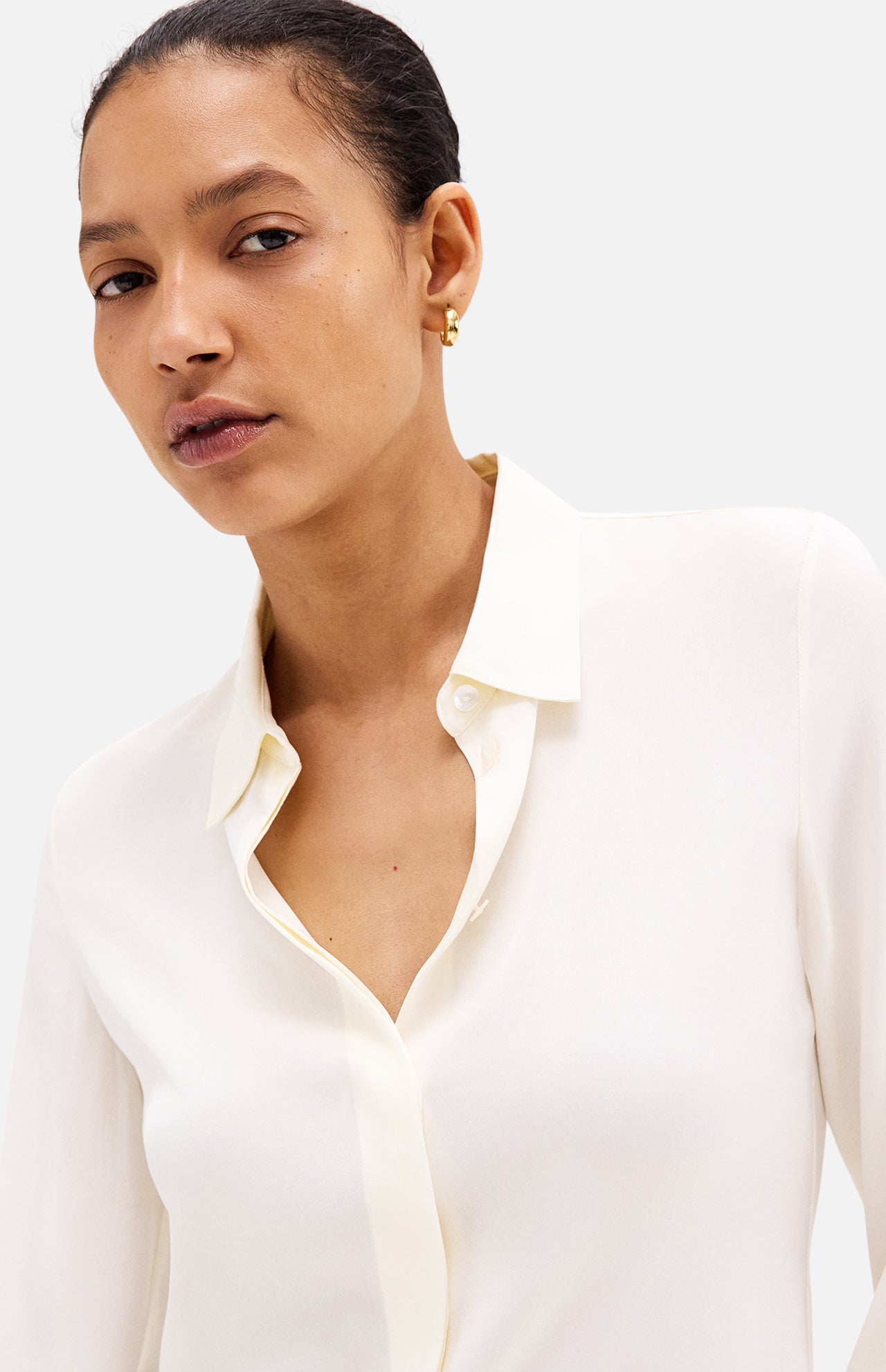 Classic Fitted Shirt in Silk Georgette (14693717442923)