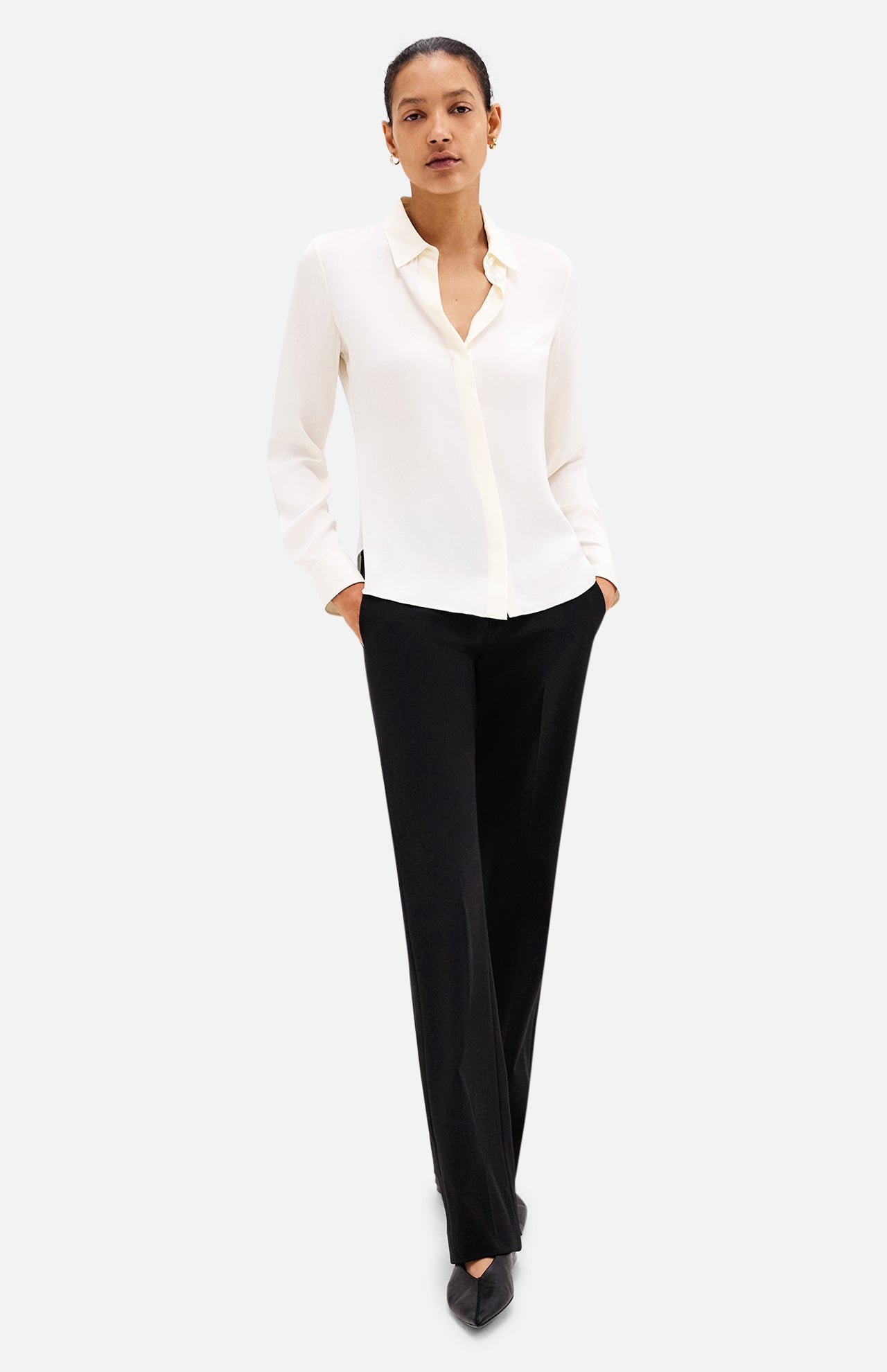 Classic Fitted Shirt in Silk Georgette (14693717442923)