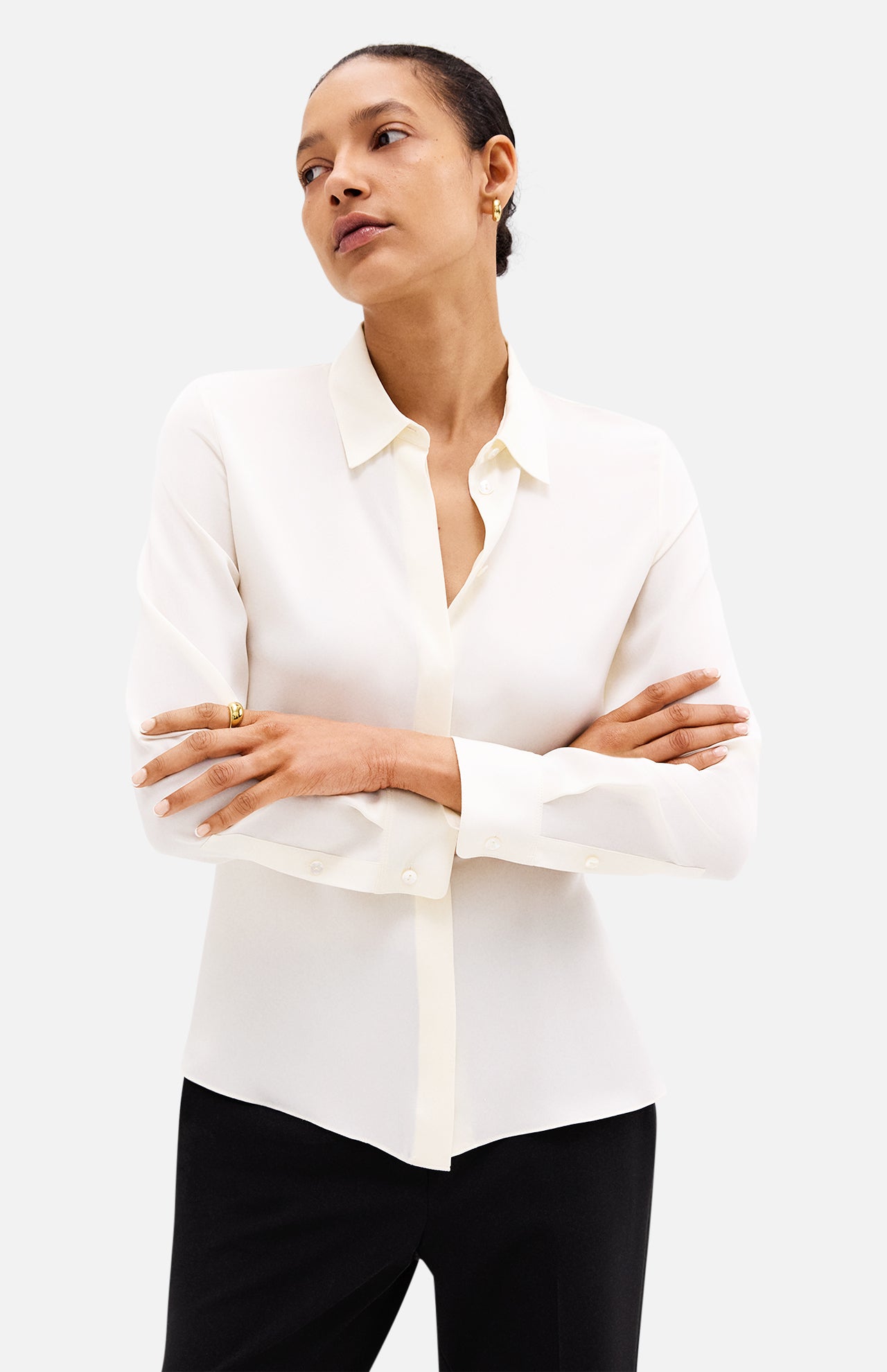 Classic Fitted Shirt in Silk Georgette (14693717442923)
