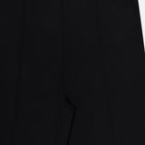 Close-up of THEORY Compact Cropped Kick Pant in black, focusing on waistband and upper leg with vertical seam lines—ideal for stylish office wear.