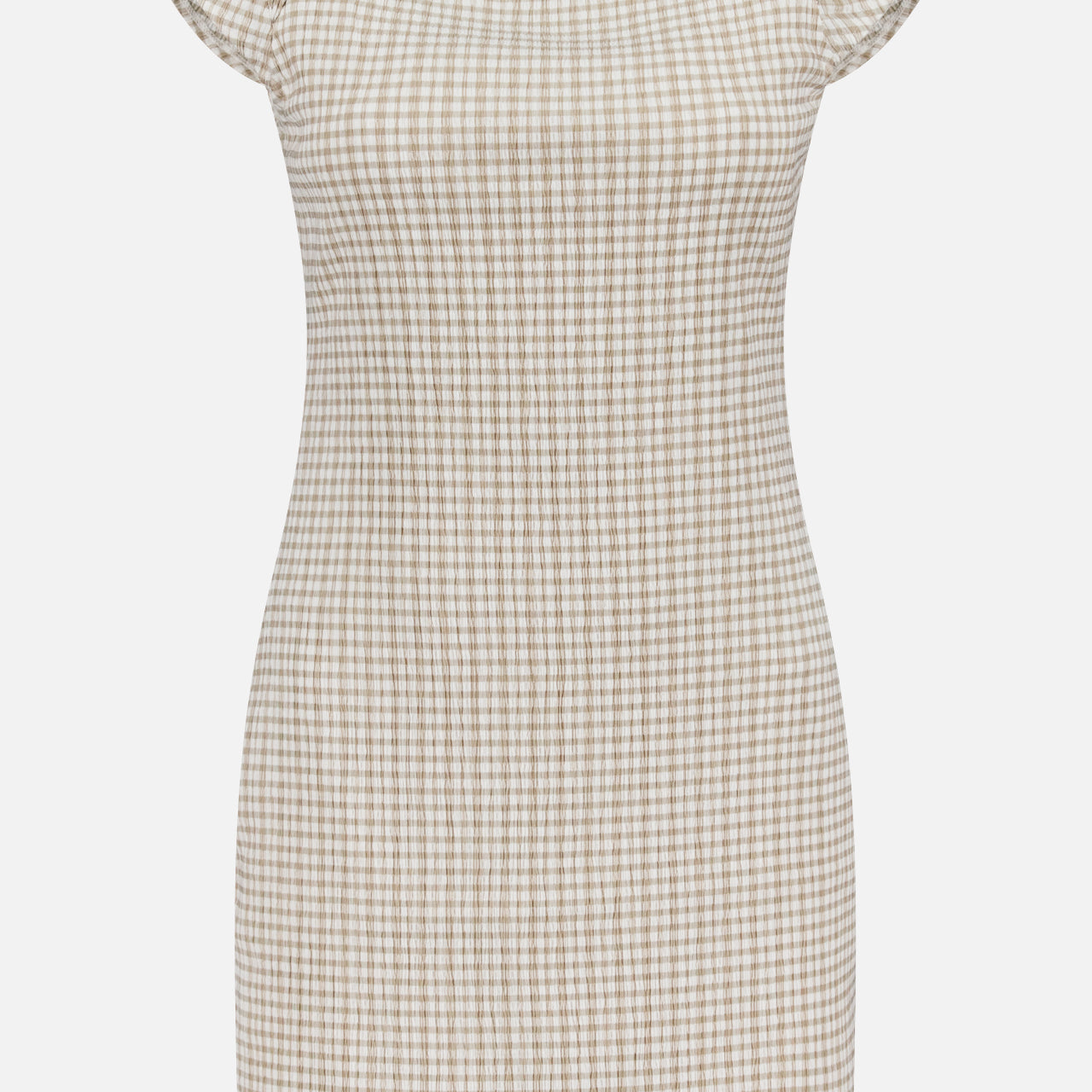 Drape Cap Sleeve Gingham Dress (14686537351531)