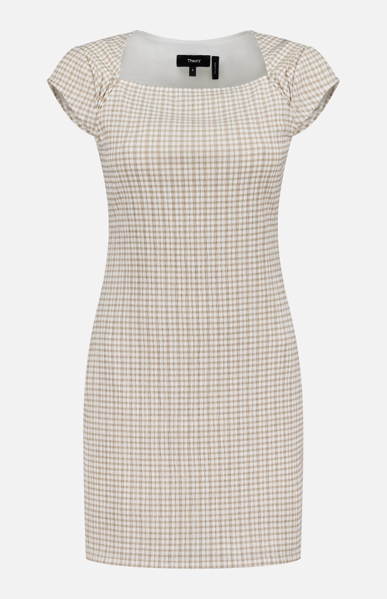 Drape Cap Sleeve Gingham Dress (14686537351531)