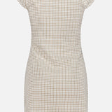 Drape Cap Sleeve Gingham Dress (14686537351531)