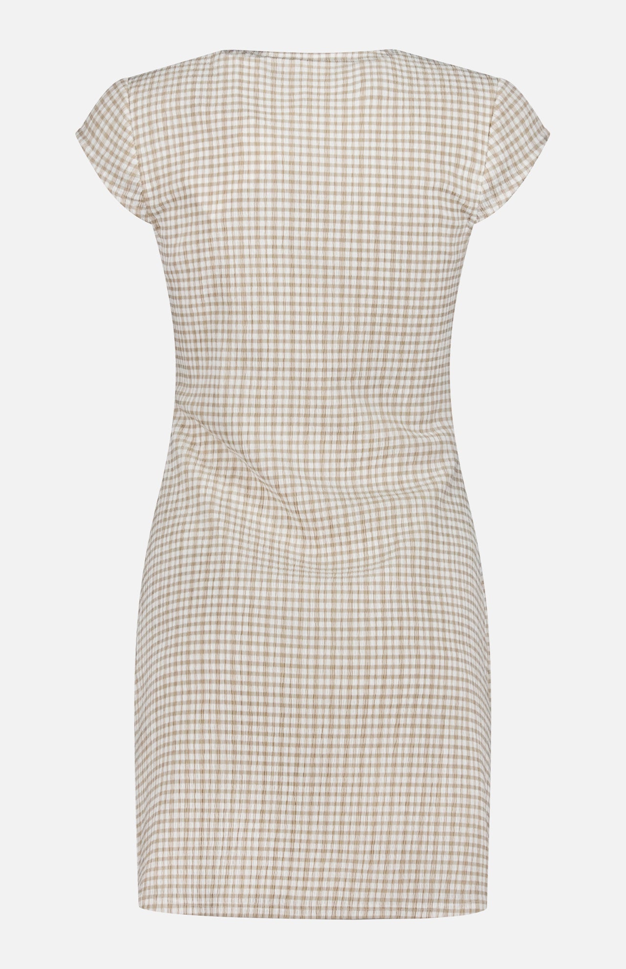 Drape Cap Sleeve Gingham Dress (14686537351531)