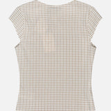 Drape Cap Sleeve Gingham Top (14686517952875)