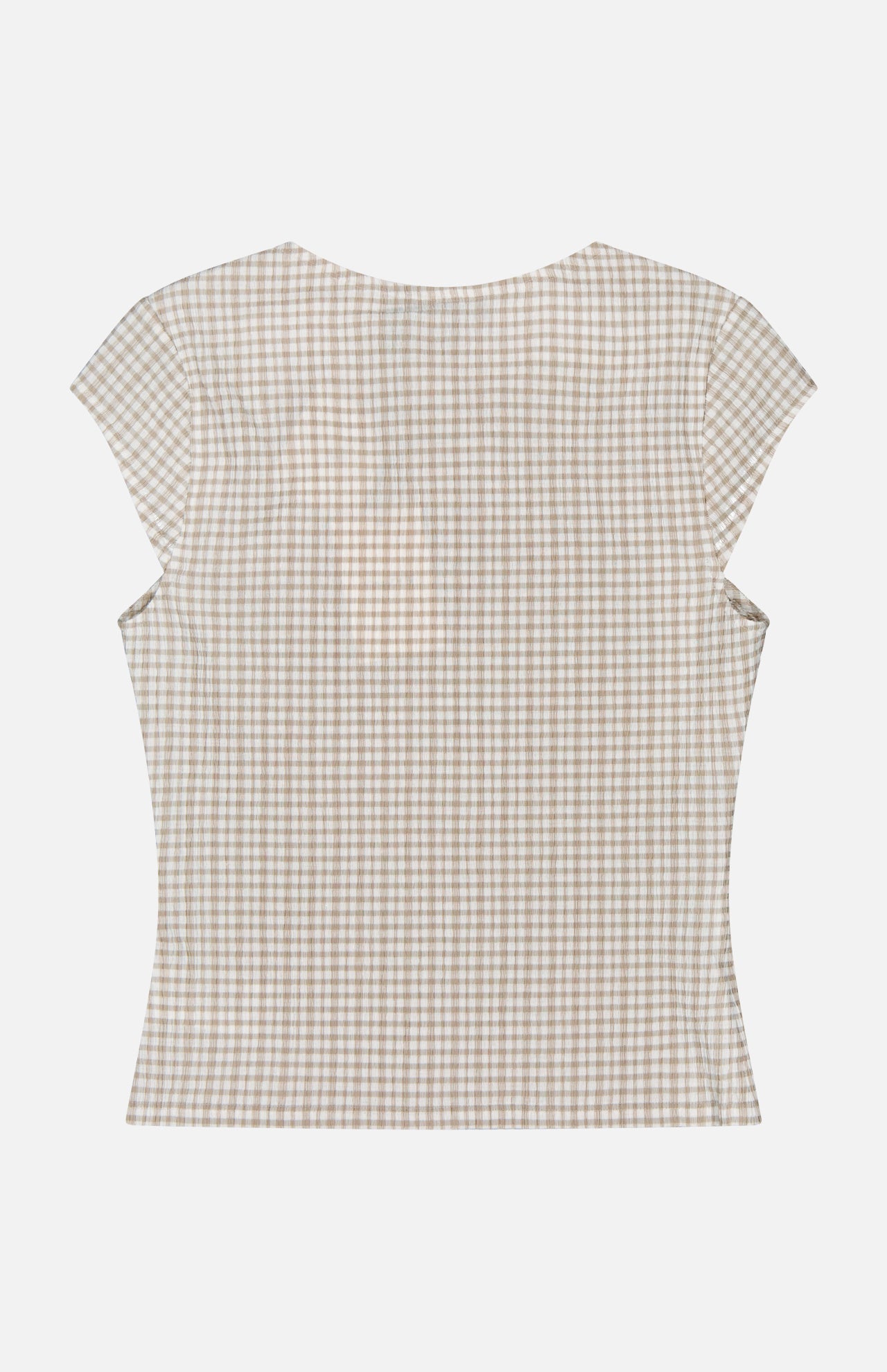 Drape Cap Sleeve Gingham Top (14686517952875)