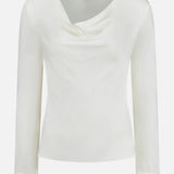 Long Sleeve Silk Cowl Neck Blouse (14702069055851)