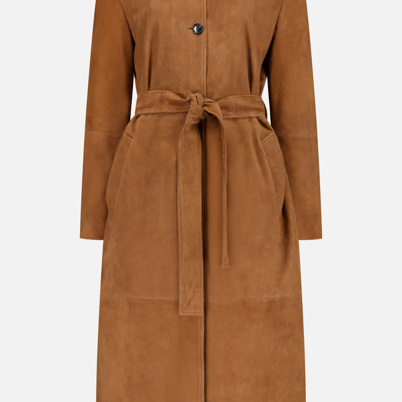 Long Belted Suede Coat (14702068990315)