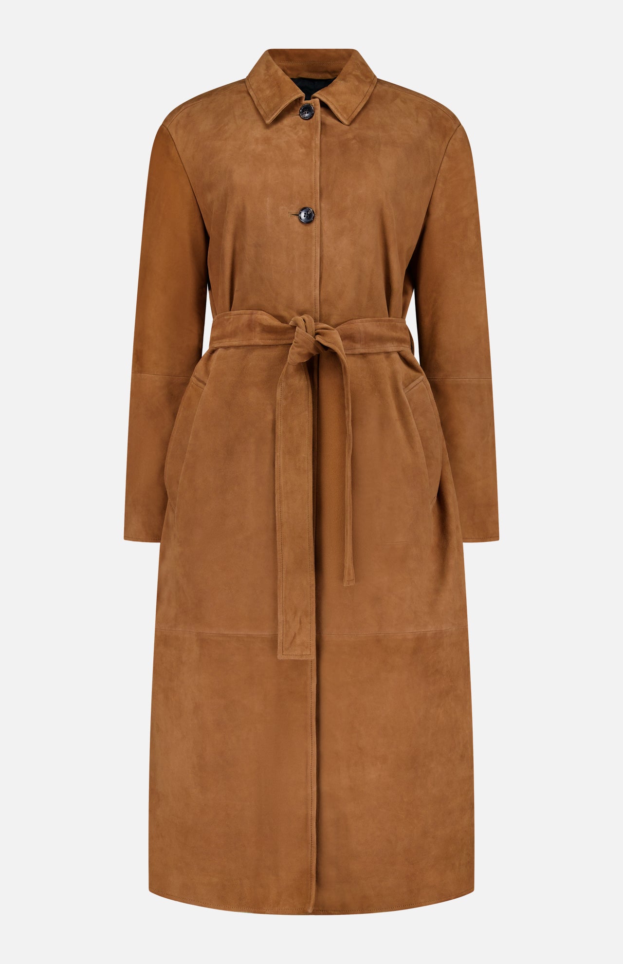 Long Belted Suede Coat (14702068990315)