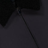 Theory Aviator Double Face Jacket in dark blue with a black textured collar.