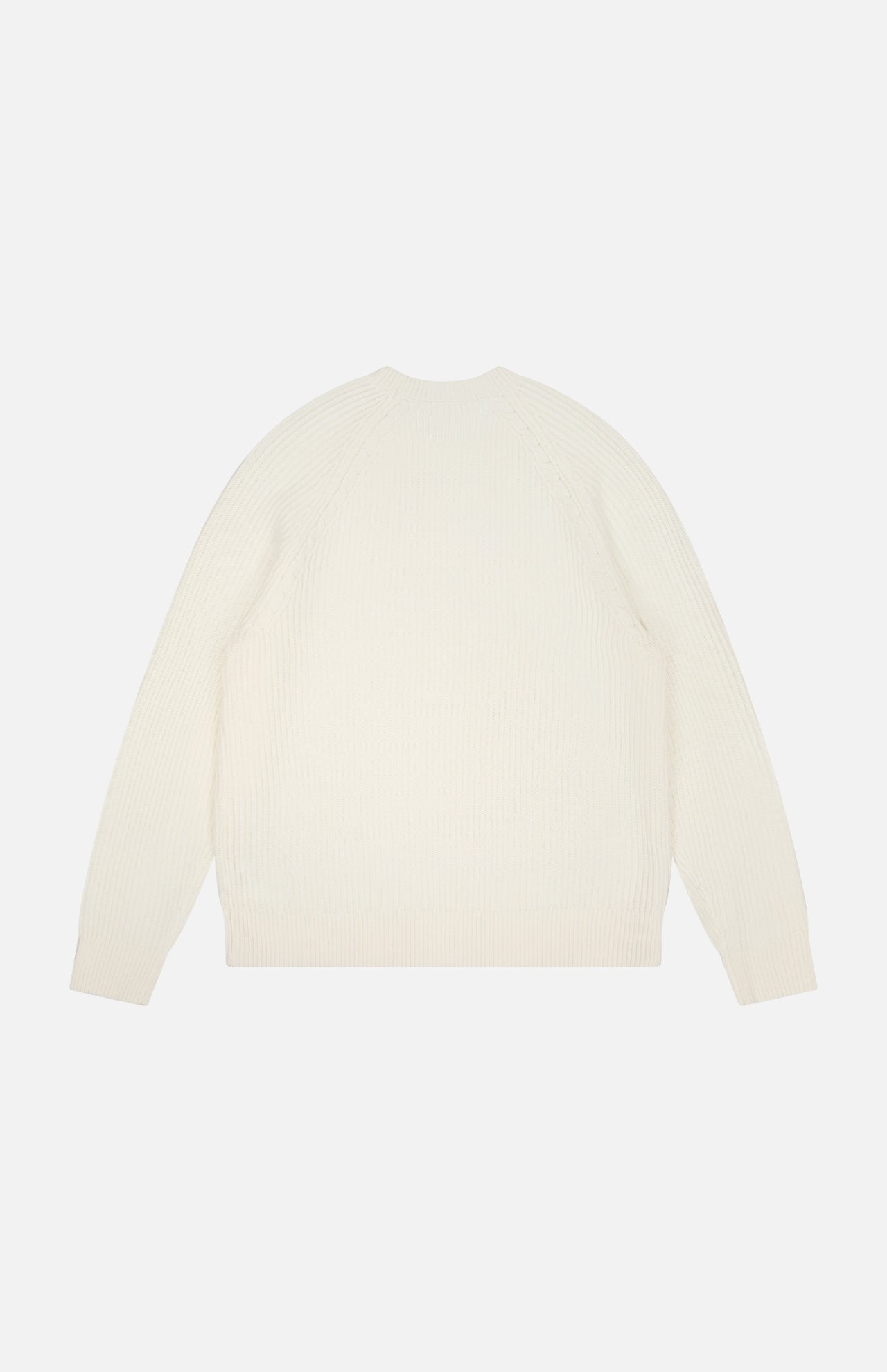 The THEORY Cable Knit Wool-blend Sweater is displayed laid flat, showing the back, on a white background. It features a plain design with long sleeves and a crew neckline.