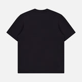 The Delroy Cotton-blend T-Shirt by THEORY, crafted from double pique jersey in plain black, is displayed flat on a white background and viewed from the back.