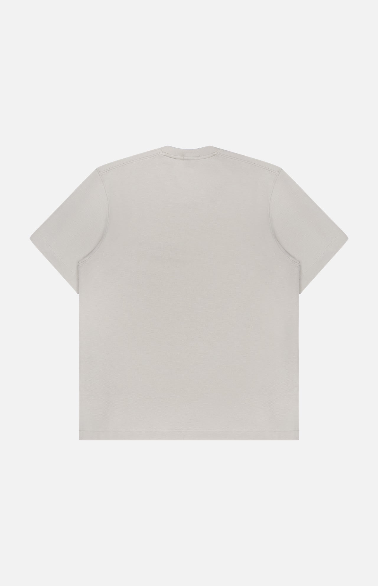 The Delroy Cotton-blend T-Shirt by THEORY is displayed flat from the back, featuring a plain design with short sleeves in a stone color against a white background.