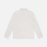 The Goris Long Sleeve Polo Shirt by THEORY is a classic plain white collared shirt, displayed from the back against a white background.