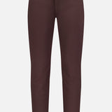 THEORY Raffi Stretch Twill Pants in dark brown offer a slim fit, 4-way stretch fabric, front and back pockets, button closure, and belt loops, shown on a plain white background.