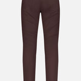 Back view of THEORY Raffi Stretch Twill Pants in slim fit dark brown, featuring two back pockets, belt loops, and 4-way stretch fabric, displayed against a plain white background.
