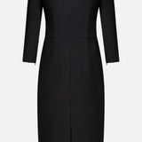 Theory Admiral Varetta midi dress in black with a boat neck and three-quarter length sleeves.