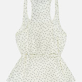 THEORY's Polka Dot Belted Scoop Neck Top is a chic choice for office or everyday wear, featuring a scoop neck, belted waist, and classic black polka dots on white for versatile style.