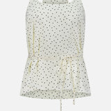 Elevate your office wear with THEORY’s Polka Dot Belted Scoop Neck Top—a crisp white blouse featuring a playful polka dot pattern, belted waist, and stylish scoop neckline.