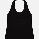 The THEORY Halter Neck Tank Top is a sleeveless black top with a wide cut and minimalist style, shown against a plain white background for a clean, modern appearance.