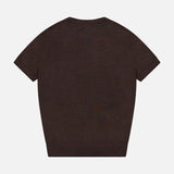Back view of a lightweight, dark brown Regal Basic T-shirt by Theory, featuring a crew neckline and short sleeves.
