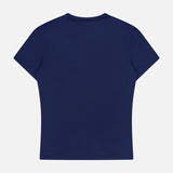 The THEORY Tiny Cotton T-shirt is displayed laid flat, showcasing its fitted silhouette from the back against a white background.
