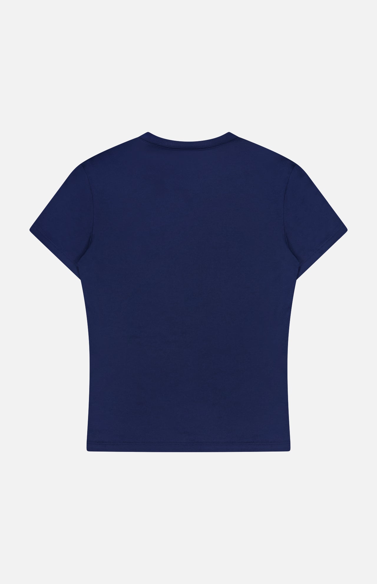 The THEORY Tiny Cotton T-shirt is displayed laid flat, showcasing its fitted silhouette from the back against a white background.