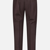 Back view of the THEORY Treeca Pull-On Pant in chocolate brown, featuring an elastic waistband, a single right back pocket, and straight legs, shown against a plain white background—ideal for introducing modern sophistication to your office wardrobe.