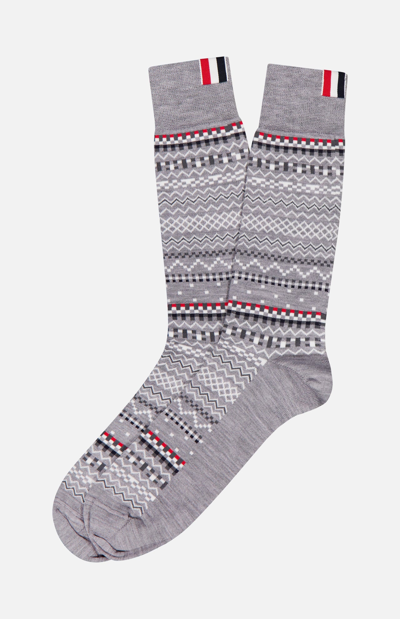 Merino Wool Fairisle Jacquard Mid Calf Socks (14696087880043)