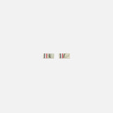 A pair of THOM BROWNE RWB Enamel Cufflinks featuring signature red, white, and blue stripe details, presented against a plain white background.