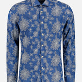 Long Sleeve Floral Stitch Denim Shirt (14639776399723)