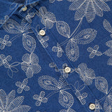 Long Sleeve Floral Stitch Denim Shirt (14639776399723)