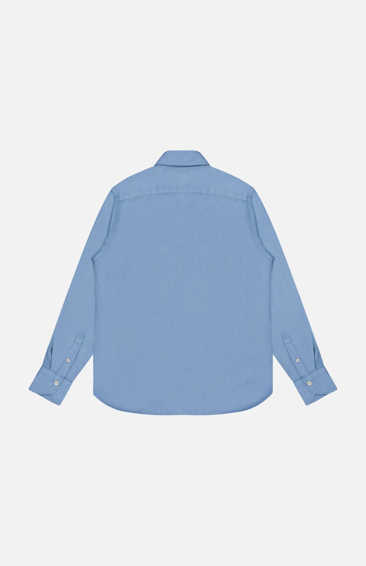 The TINTORIA MATTEI Cotton Long Sleeve Dress Shirt for men is displayed from the back in a light blue color, featuring a crisp collar and buttoned cuffs, set against a plain white background.