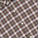Tintoria Mattei Cotton Plaid Shirt in brown, white, blue, and lime green, a versatile button-down addition to any fall wardrobe.