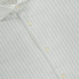 Tintoria Mattei Cotton Striped Shirt in a light color featuring thin blue vertical stripes, a standard collar, and a modern aesthetic.