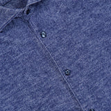 Dark blue Tintoria Mattei Denim-inspired Shirt with a subtle diagonal twill pattern and matching buttons.