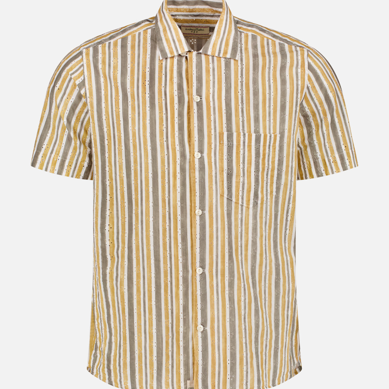 Striped Eyelet Short Sleeve Shirt (14639776563563)