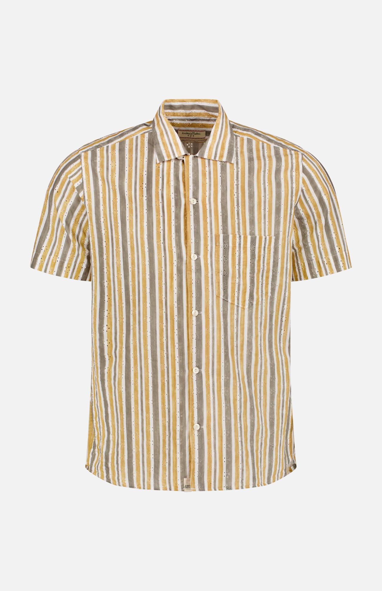 Striped Eyelet Short Sleeve Shirt (14639776563563)