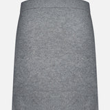 A grey Buttoned Cashmere Skirt by TOTEME is displayed on a white background. The skirt features a minimalistic, slim-fit design for a sleek silhouette, with no visible patterns or embellishments.