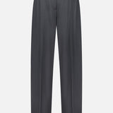 The TOTEME High-Waisted Trouser Pants in dark grey feature a straight-leg cut, sleek tailoring, and belt loops, showcased against a plain white background.