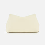 The TOTEME T-Lock Grained-Leather Clutch Bag is a minimalist, rectangular Italian leather clutch with a subtly textured off-white finish and detachable strap, shown against a plain white background.
