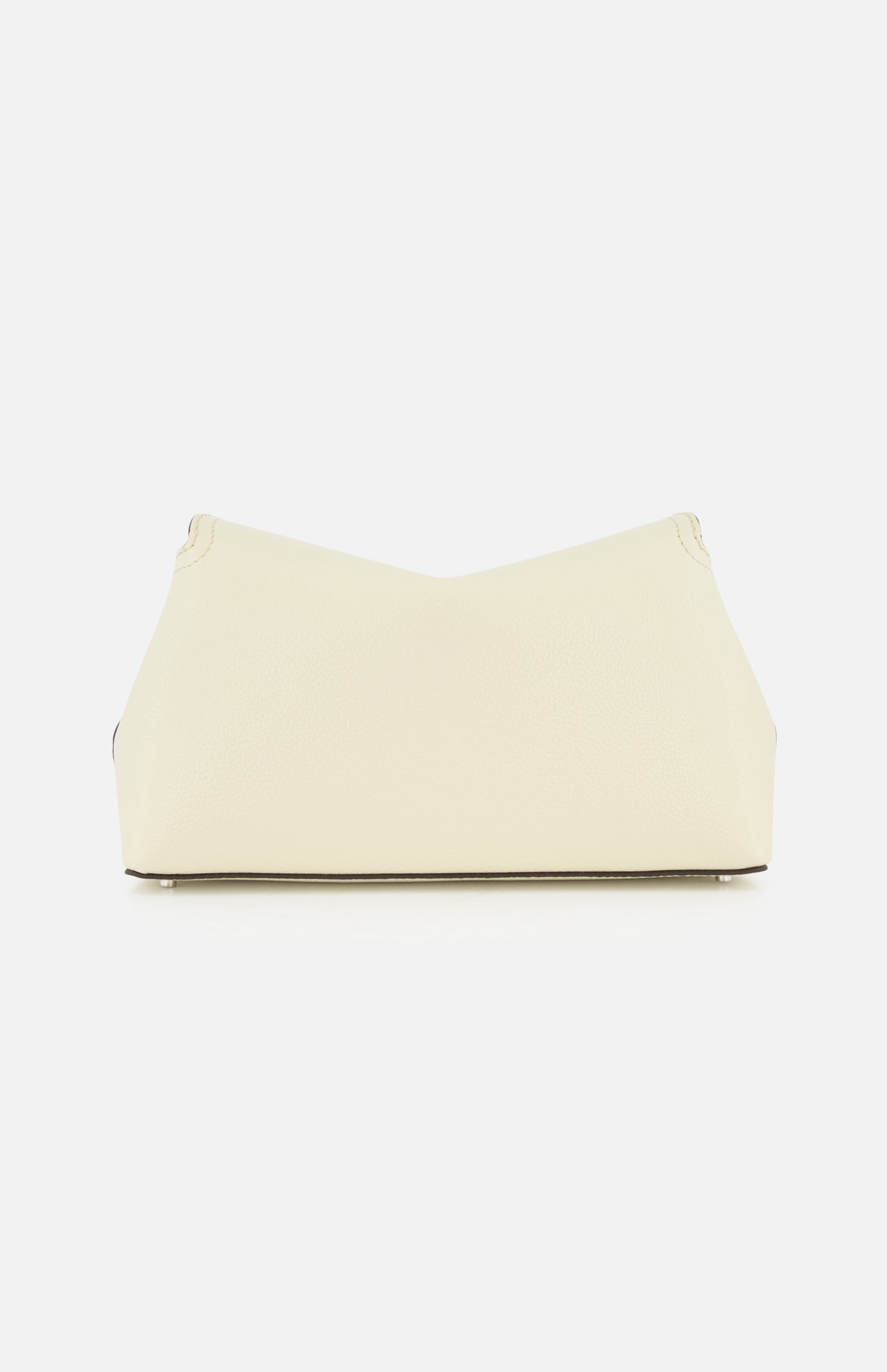 The TOTEME T-Lock Grained-Leather Clutch Bag is a minimalist, rectangular Italian leather clutch with a subtly textured off-white finish and detachable strap, shown against a plain white background.