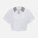 Forever And Always Crystal Collar Shirt